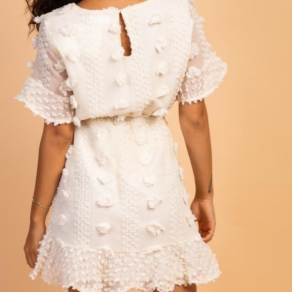 Cream Floral Applique Maternity Flounce Dress - Picture 4 of 6